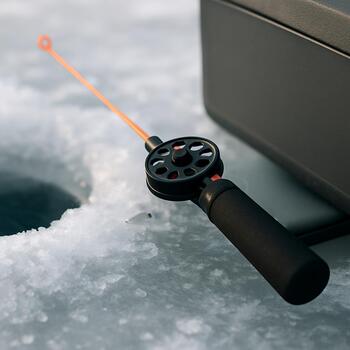 Spare ice rod resting on a seat-box ready to grab