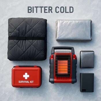 Bitter cold ice fishing kit with heavy boots and extra insulation