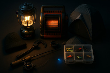 Compact night layout with anglers close around one light source