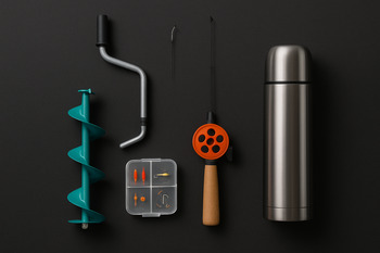 Simple ice layout with one sled and a straight line of holes