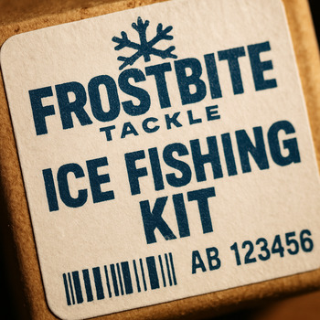 Close-up of a FrostBite shipping label and color stripe on a box