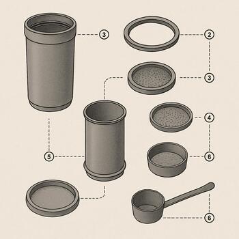 Flat lay of a solo ice fishing kit with shelter bag, auger and storage box