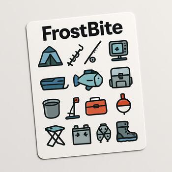 Sticker sheet with small kit icons and colored stripes