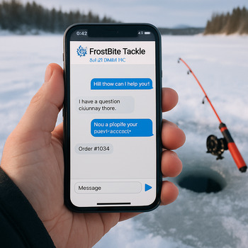 Person holding a phone and chatting about an ice kit